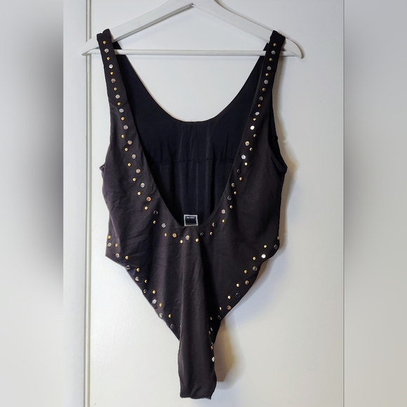 Dolce Vita Stella High-Leg One Piece Swimsuit In Black And Gold Studs Size L - Picture 4 of 16